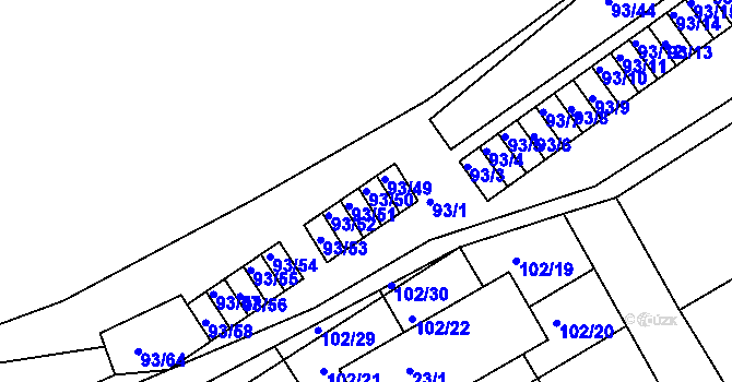 Parcela st. 93/50 v KÚ Nový Šaldorf, Katastrální mapa