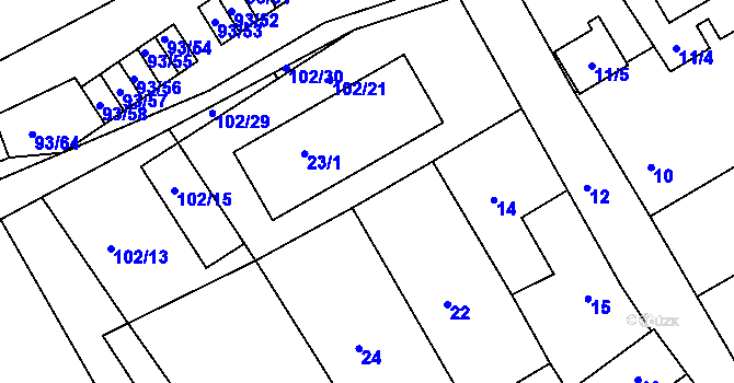 Parcela st. 102/18 v KÚ Nový Šaldorf, Katastrální mapa