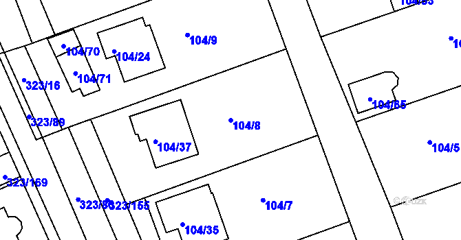 Parcela st. 104/8 v KÚ Nový Šaldorf, Katastrální mapa