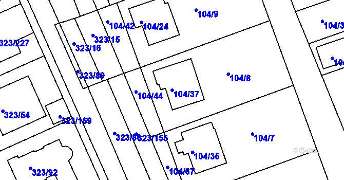 Parcela st. 104/37 v KÚ Nový Šaldorf, Katastrální mapa