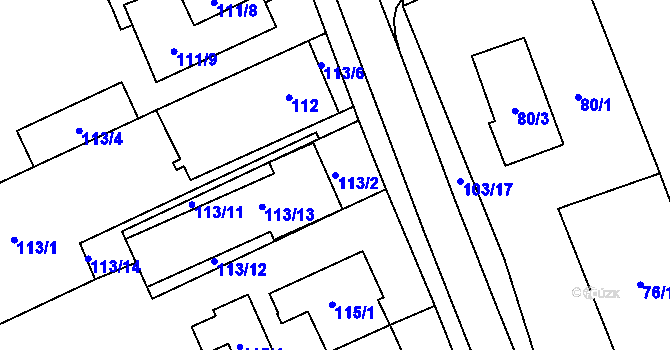 Parcela st. 113/2 v KÚ Nový Šaldorf, Katastrální mapa