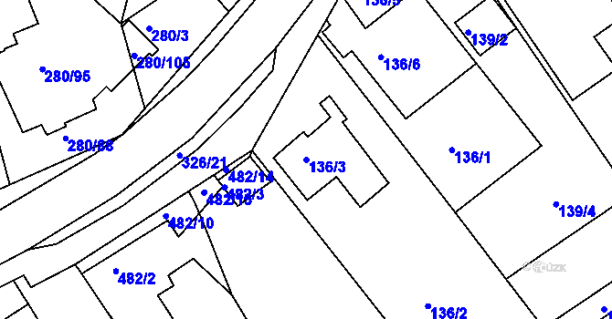 Parcela st. 136/3 v KÚ Nový Šaldorf, Katastrální mapa