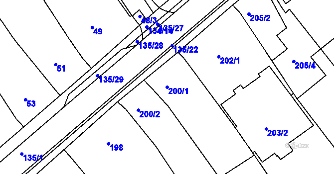 Parcela st. 200/1 v KÚ Nový Šaldorf, Katastrální mapa