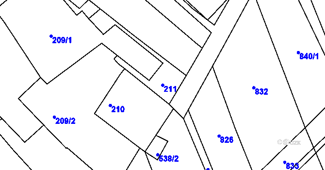 Parcela st. 211 v KÚ Nový Šaldorf, Katastrální mapa