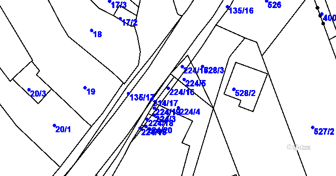 Parcela st. 224/16 v KÚ Nový Šaldorf, Katastrální mapa