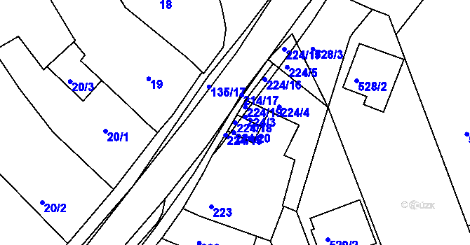 Parcela st. 224/18 v KÚ Nový Šaldorf, Katastrální mapa