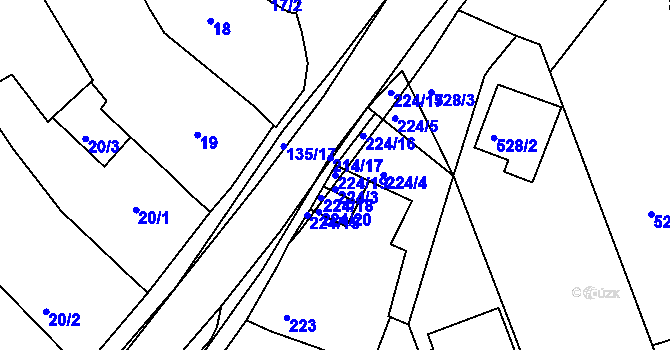 Parcela st. 224/19 v KÚ Nový Šaldorf, Katastrální mapa