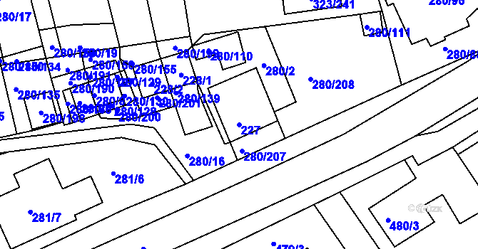 Parcela st. 227 v KÚ Nový Šaldorf, Katastrální mapa