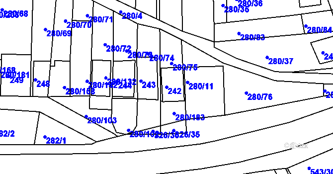 Parcela st. 242 v KÚ Nový Šaldorf, Katastrální mapa