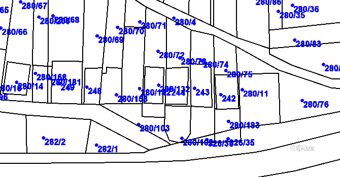 Parcela st. 244 v KÚ Nový Šaldorf, Katastrální mapa