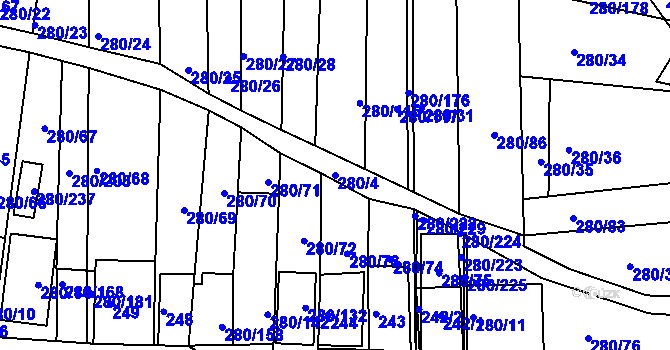 Parcela st. 280/4 v KÚ Nový Šaldorf, Katastrální mapa