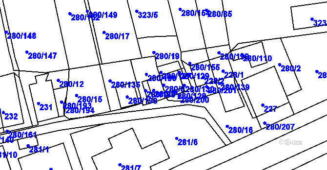 Parcela st. 280/8 v KÚ Nový Šaldorf, Katastrální mapa