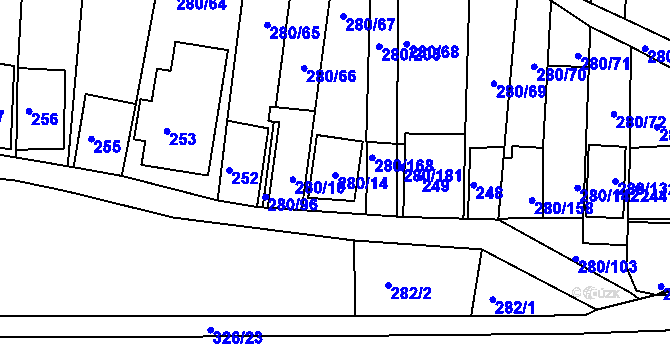 Parcela st. 280/14 v KÚ Nový Šaldorf, Katastrální mapa