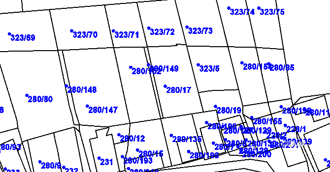 Parcela st. 280/17 v KÚ Nový Šaldorf, Katastrální mapa