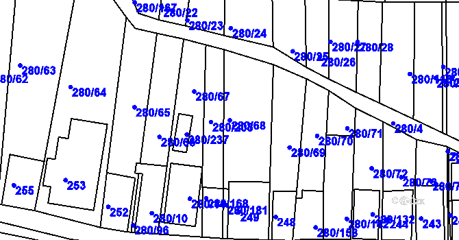 Parcela st. 280/68 v KÚ Nový Šaldorf, Katastrální mapa