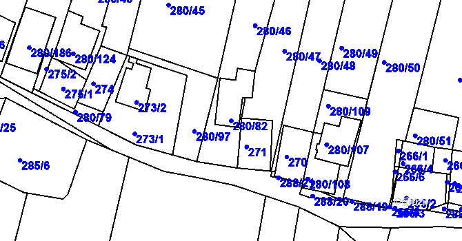 Parcela st. 280/82 v KÚ Nový Šaldorf, Katastrální mapa