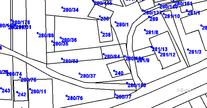 Parcela st. 280/84 v KÚ Nový Šaldorf, Katastrální mapa