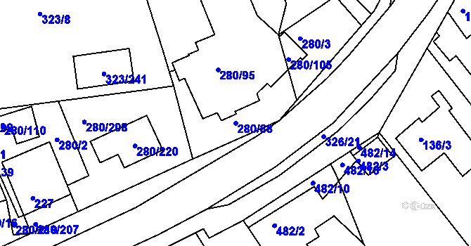 Parcela st. 280/88 v KÚ Nový Šaldorf, Katastrální mapa