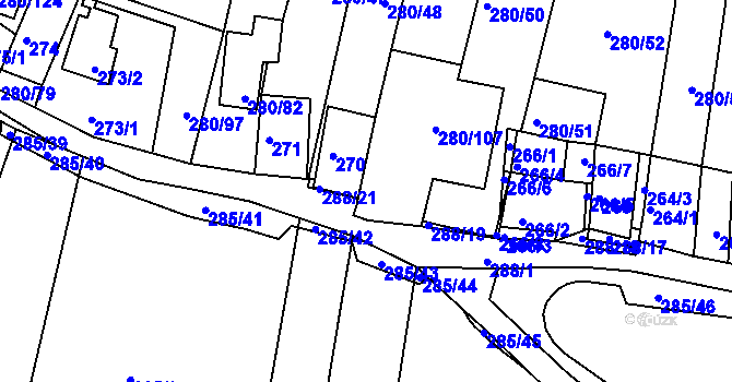 Parcela st. 280/108 v KÚ Nový Šaldorf, Katastrální mapa