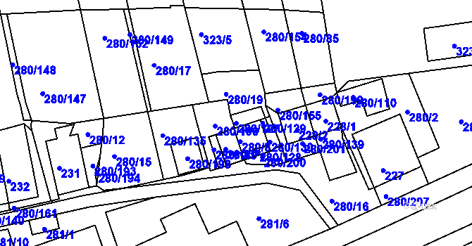 Parcela st. 280/127 v KÚ Nový Šaldorf, Katastrální mapa