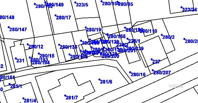 Parcela st. 280/128 v KÚ Nový Šaldorf, Katastrální mapa