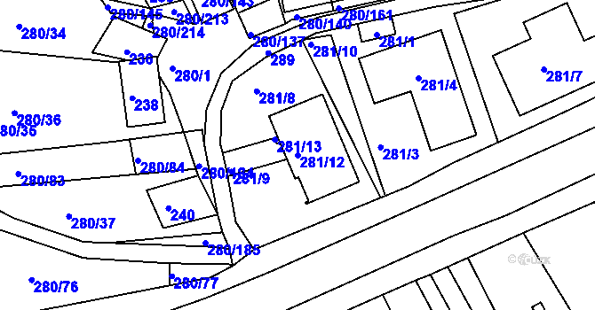 Parcela st. 281/12 v KÚ Nový Šaldorf, Katastrální mapa