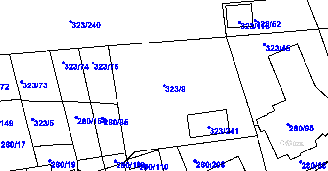 Parcela st. 323/8 v KÚ Nový Šaldorf, Katastrální mapa