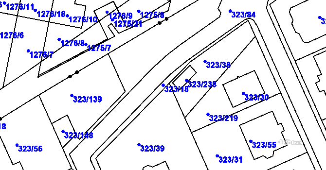 Parcela st. 323/18 v KÚ Nový Šaldorf, Katastrální mapa