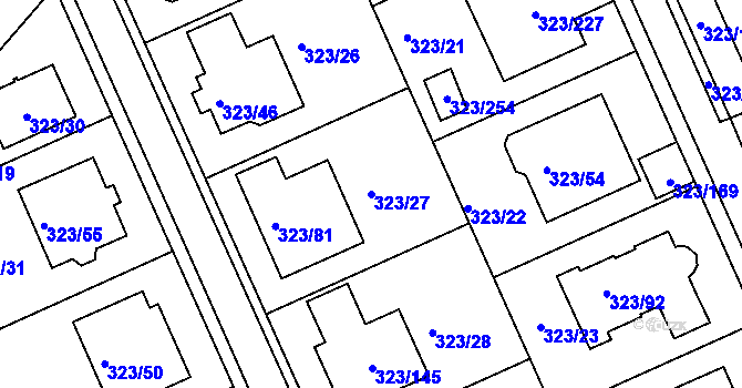 Parcela st. 323/27 v KÚ Nový Šaldorf, Katastrální mapa