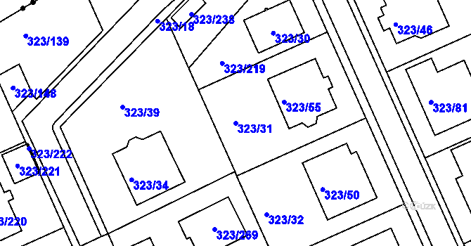 Parcela st. 323/31 v KÚ Nový Šaldorf, Katastrální mapa