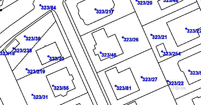 Parcela st. 323/46 v KÚ Nový Šaldorf, Katastrální mapa
