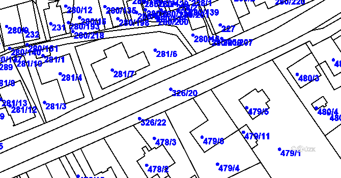Parcela st. 326/20 v KÚ Nový Šaldorf, Katastrální mapa