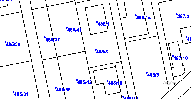 Parcela st. 485/3 v KÚ Nový Šaldorf, Katastrální mapa