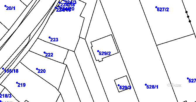 Parcela st. 529/2 v KÚ Nový Šaldorf, Katastrální mapa