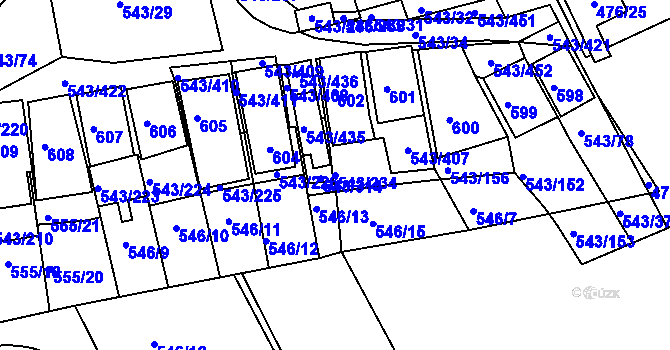 Parcela st. 543/234 v KÚ Nový Šaldorf, Katastrální mapa