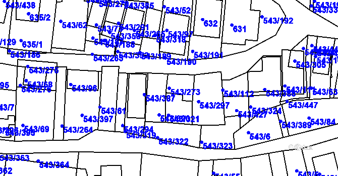 Parcela st. 543/273 v KÚ Nový Šaldorf, Katastrální mapa