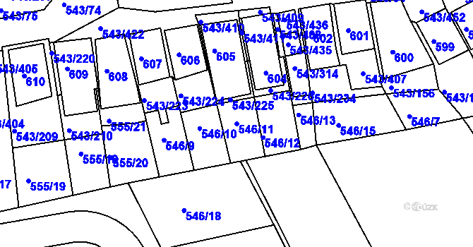 Parcela st. 546/11 v KÚ Nový Šaldorf, Katastrální mapa