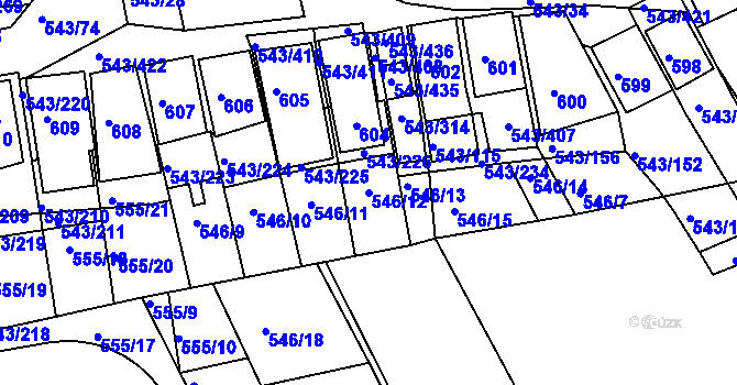 Parcela st. 546/12 v KÚ Nový Šaldorf, Katastrální mapa
