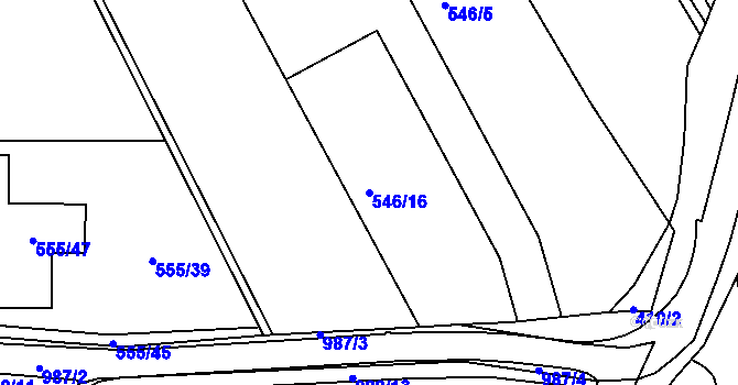 Parcela st. 546/16 v KÚ Nový Šaldorf, Katastrální mapa