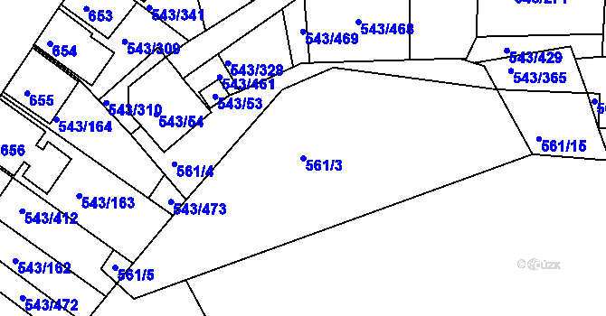 Parcela st. 561/3 v KÚ Nový Šaldorf, Katastrální mapa