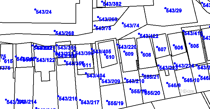 Parcela st. 610 v KÚ Nový Šaldorf, Katastrální mapa