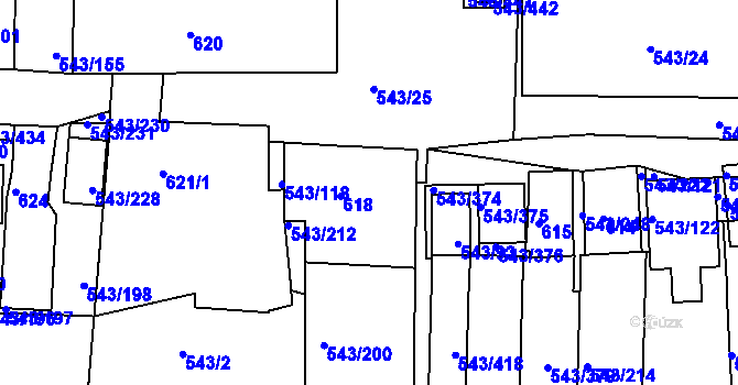 Parcela st. 618 v KÚ Nový Šaldorf, Katastrální mapa