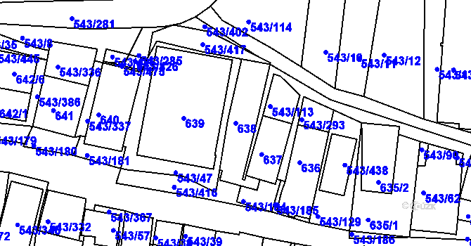 Parcela st. 638 v KÚ Nový Šaldorf, Katastrální mapa
