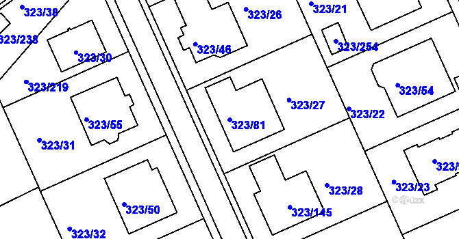 Parcela st. 323/81 v KÚ Nový Šaldorf, Katastrální mapa