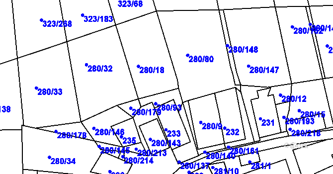 Parcela st. 280/151 v KÚ Nový Šaldorf, Katastrální mapa