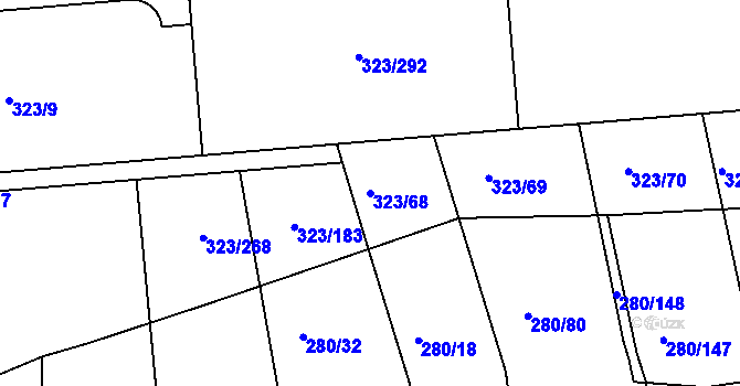 Parcela st. 323/68 v KÚ Nový Šaldorf, Katastrální mapa