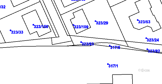 Parcela st. 323/83 v KÚ Nový Šaldorf, Katastrální mapa