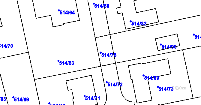 Parcela st. 514/76 v KÚ Nový Šaldorf, Katastrální mapa