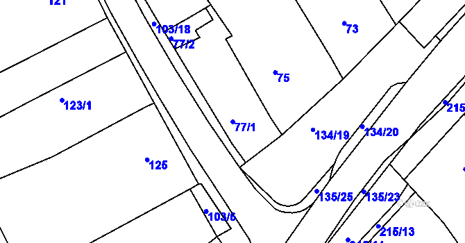 Parcela st. 77/1 v KÚ Nový Šaldorf, Katastrální mapa