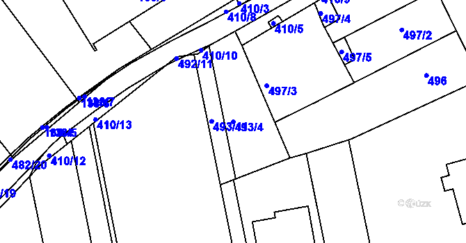 Parcela st. 493/4 v KÚ Nový Šaldorf, Katastrální mapa